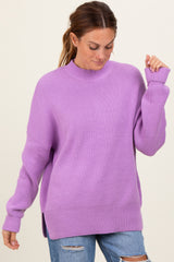 Lavender Mock Neck Basic Maternity Sweater