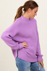 Lavender Mock Neck Basic Sweater