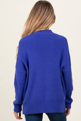 Royal Blue Mock Neck Basic Maternity Sweater