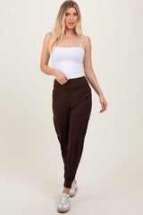 Dark Mocha Cargo Pocket Maternity Jogger Pants