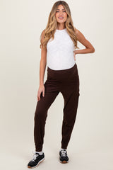 Dark Mocha Cargo Pocket Maternity Jogger Pants