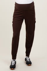 Dark Mocha Cargo Pocket Maternity Jogger Pants