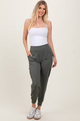 Olive Cargo Pocket Maternity Jogger Pants