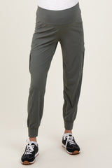 Olive Cargo Pocket Maternity Jogger Pants