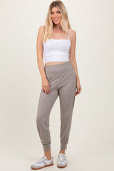 Grey Cargo Pocket Maternity Jogger Pants