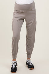 Grey Cargo Pocket Maternity Jogger Pants