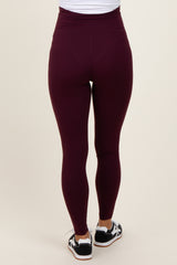 Burgundy Crossover Waistline Maternity Leggings