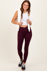 Burgundy Crossover Waistline Maternity Leggings