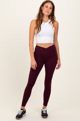 Burgundy Crossover Waistline Leggings