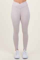 Beige Crossover Waistline Leggings