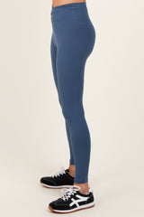 Blue Crossover Waistline Leggings