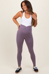 Violet Crossover Waistline Maternity Leggings