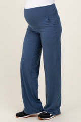 Blue Straight Leg Yoga Maternity Pants