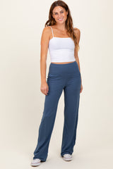 Blue Straight Leg Yoga Maternity Pants