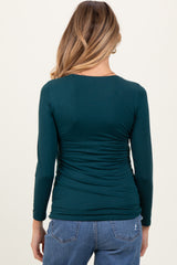 Forest Green Basic Scoop Neck Long Sleeve Maternity Top