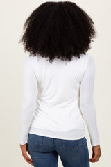 White Basic Scoop Neck Long Sleeve Top