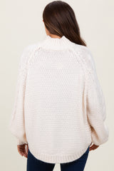 Ivory Mixed Chunky Cable Knit Mock Neck Maternity Sweater