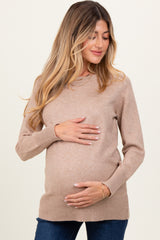 Beige Basic Relaxed Fit Maternity Sweater