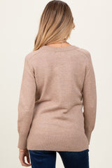 Beige Basic Relaxed Fit Maternity Sweater