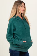 Forest Green Brushed Knit Oversized Maternity Hoodie