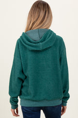 Forest Green Brushed Knit Oversized Maternity Hoodie