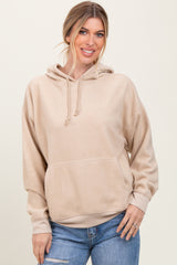 Cream Brushed Knit Oversized Maternity Hoodie