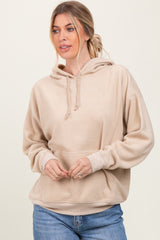 Cream Brushed Knit Oversized Hoodie