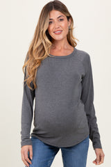 Charcoal Raglan Long Sleeve Maternity Top