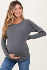 Charcoal Raglan Long Sleeve Maternity Top