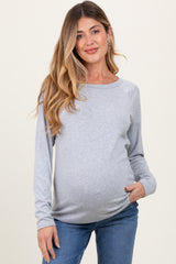 Heather Grey Raglan Long Sleeve Maternity Top