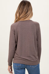 Brown Basic Maternity Pullover Top