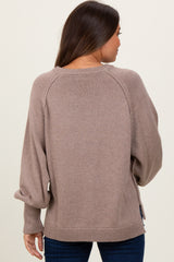 Taupe Bubble Sleeve Maternity Sweater