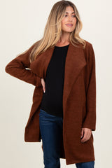 Brown Knit Relaxed Fit Maternity Coat Jacket