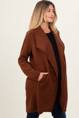 Brown Knit Relaxed Fit Maternity Coat Jacket