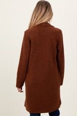 Brown Knit Relaxed Fit Maternity Coat Jacket