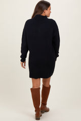 Black Mock Neck Maternity Mini Sweater Dress