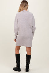 Heather Grey Mock Neck Maternity Mini Sweater Dress