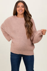 Pink Chunky Knit Oversized Drop Shoulder Maternity Sweater