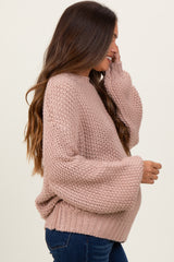 Pink Chunky Knit Oversized Drop Shoulder Maternity Sweater