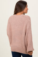 Pink Chunky Knit Oversized Drop Shoulder Maternity Sweater