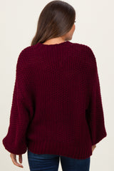 Burgundy Chunky Knit Oversized Drop Shoulder Maternity Sweater