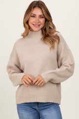 Cream Mock Neck Oversized Sweater