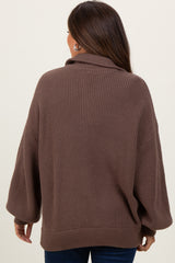 Mocha Oversized Zip Up Maternity Cardigan