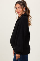 Black Oversized Zip Up Maternity Cardigan