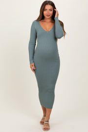 Jade V-Neck Long Sleeve Fitted Maternity Maxi Dress