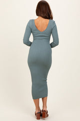 Jade V-Neck Long Sleeve Fitted Maxi Dress