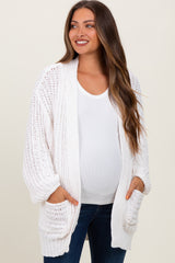 Cream Chunky Knit Oversized Maternity Pocket Cardigan