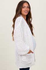 Cream Chunky Knit Oversized Maternity Pocket Cardigan