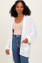 Cream Chunky Knit Oversized Pocket Cardigan