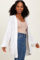 Cream Chunky Knit Oversized Pocket Cardigan